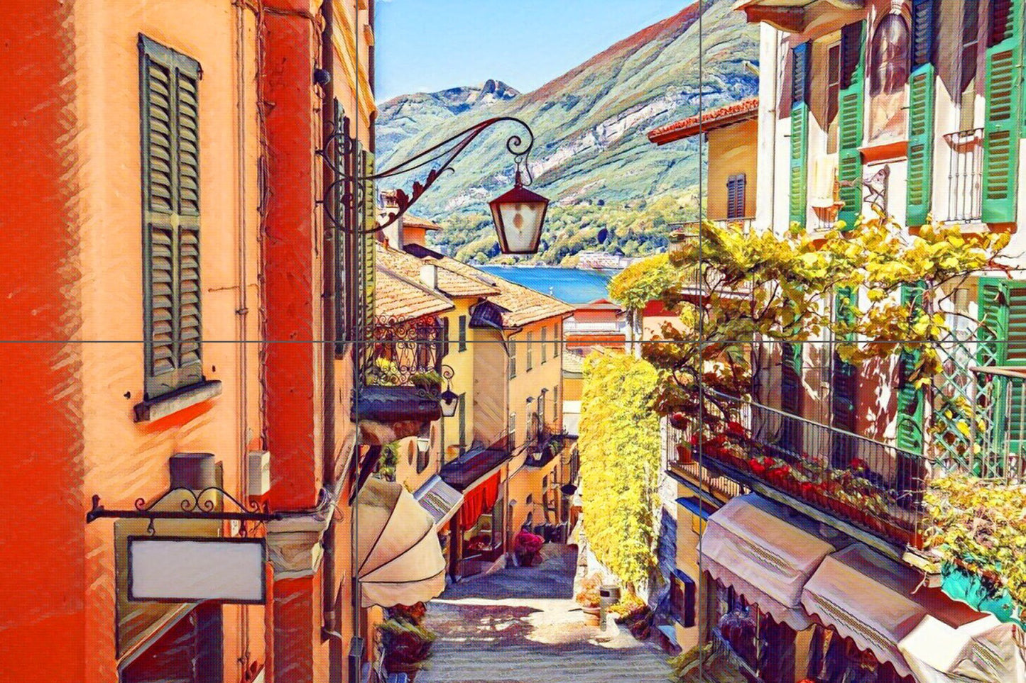 Tile Mural/Mosaic Ceramic Panel of Bellagio Lake Como - Bellagio wall print - Lake Como print -Home Decor -Tile Mural - Tile Mosaic