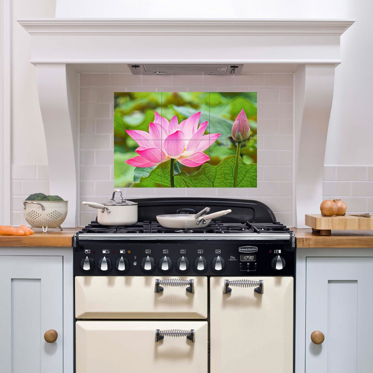 Tile Mural/Mosaic Ceramic Panel of a Water Lily Flower - Colourful Wall Nature Art - Tile Mural Art Print - Home Decor - Tile Mosaic