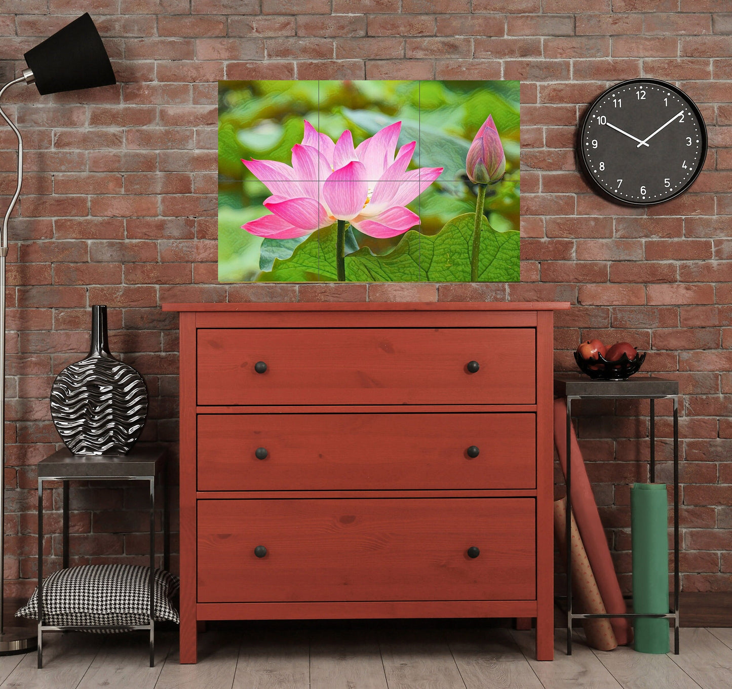 Tile Mural/Mosaic Ceramic Panel of a Water Lily Flower - Colourful Wall Nature Art - Tile Mural Art Print - Home Decor - Tile Mosaic