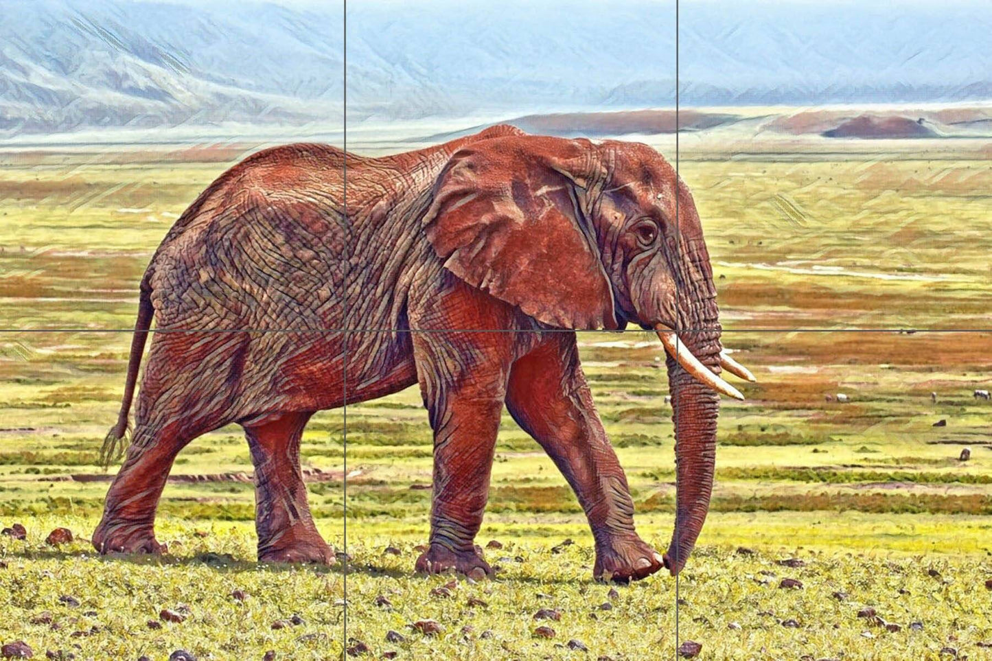 Tile Mural/Mosaic Ceramic Panel of Elephant - Elephant wall print -Elephant Tile Mural - Elephant Mosaic - Gloss Tiles - Elephant Home Decor