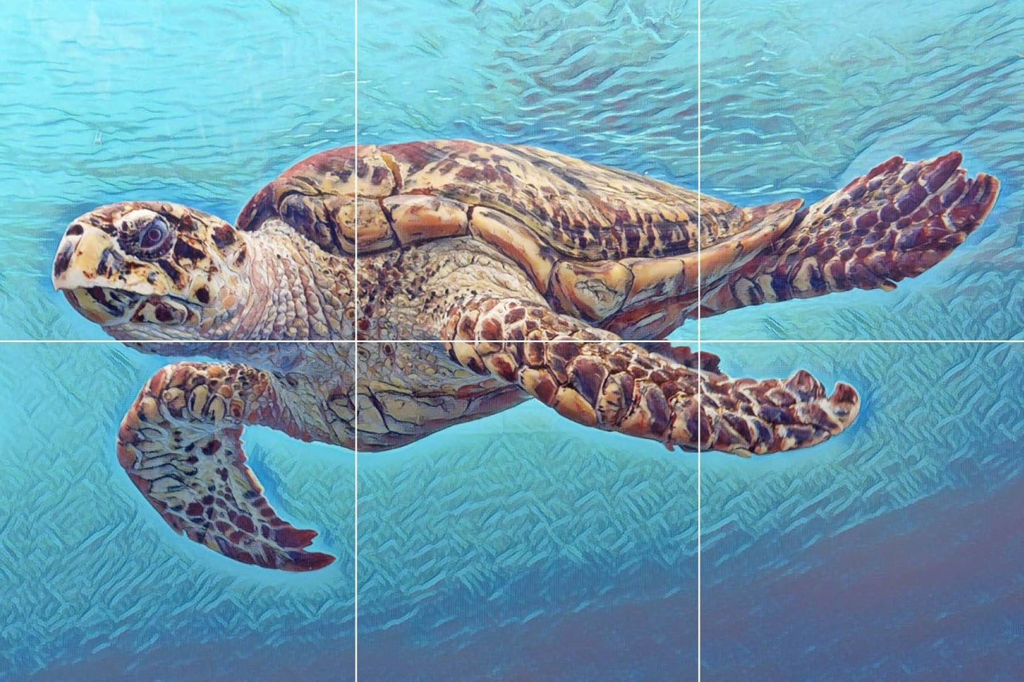 Tile Mural/Mosaic Ceramic Panel of an Ocean Undersea Sea Turtle - Sea Turtle Wall Art - Sea Turtle Print - Home Decor - Tile Mosaic