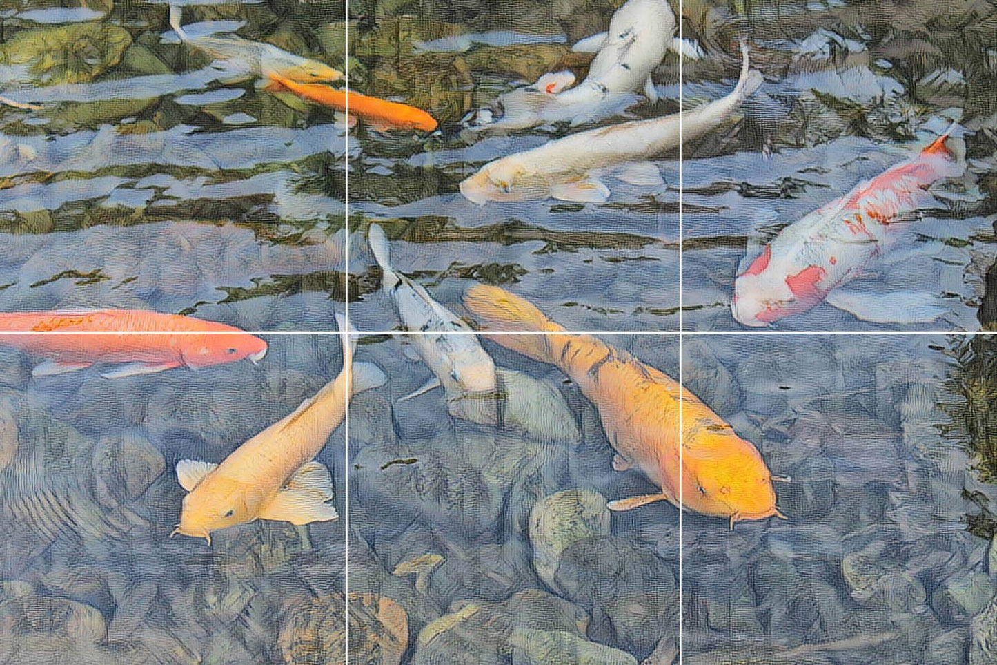 Tile Mural/Mosaic Ceramic Panel of a Japanese Koi Fish Pond -Koi Fish wall print -Japanese Tile Mural-Gloss Tiles -Tile Mosaic, shower tiles