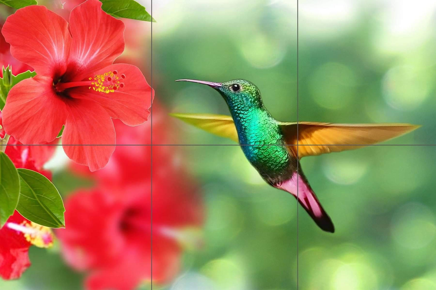 Tile Mural/Mosaic Ceramic Panel of a Hummingbird feeding on a flower- Colourful Wall Art - Tile Mural Art Print - Home Decor - Tile Mosaic