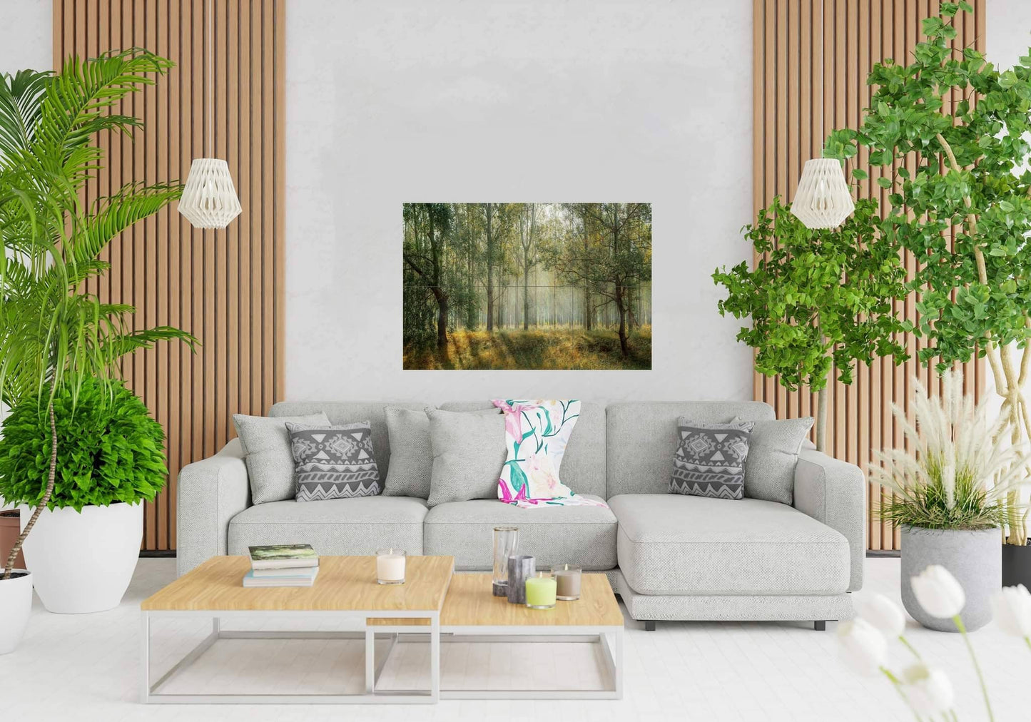 Tile Mural/Mosaic Ceramic Panel of a Misty Forest - Colourful Wall Nature Art - Tile Mural - Gloss Tiles - Tile Mosaic