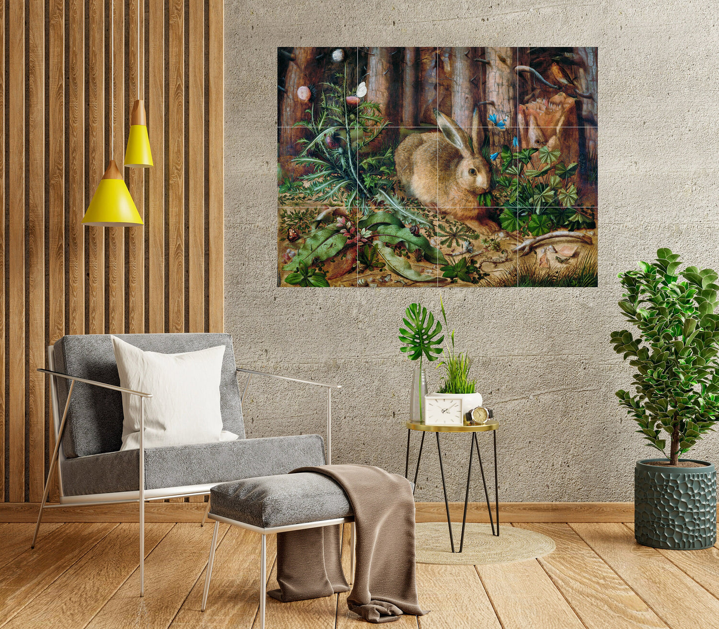 Tile Mural/Mosaic Ceramic Panel of Hans Hoffmann a Hare in the Forest - Hare Wall Print -Tile Mural - Gloss Tiles -Tile Mosaic - Home decor