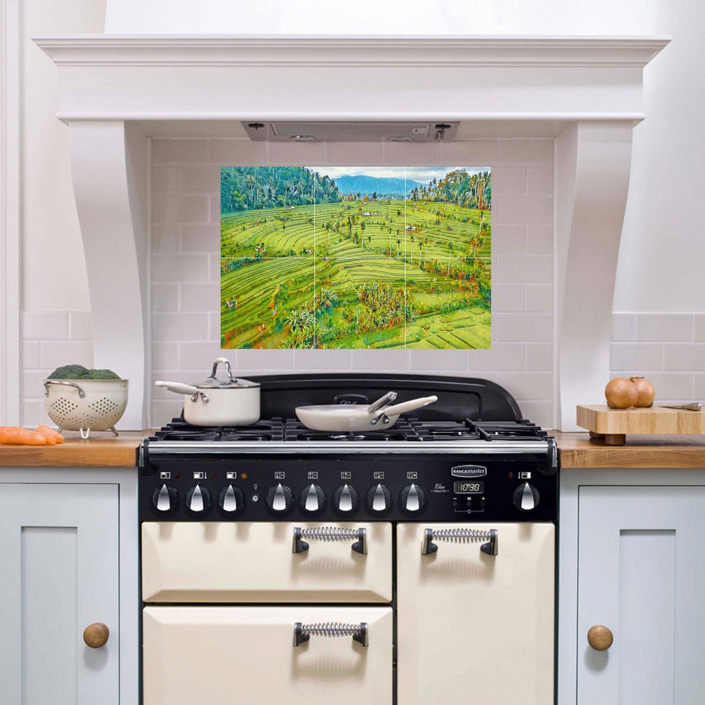 Tile Mural/Mosaic Ceramic Panel of Bali Indonesia Rice Terrace Landscape - Indonesia Wall Print - Tile Mural - Gloss Tiles - Tile Mosaic