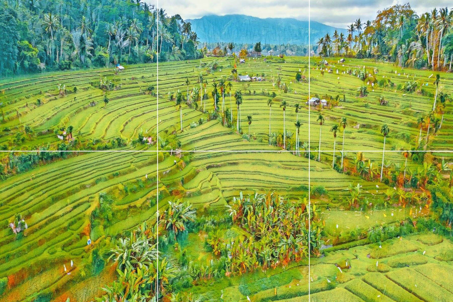 Tile Mural/Mosaic Ceramic Panel of Bali Indonesia Rice Terrace Landscape - Indonesia Wall Print - Tile Mural - Gloss Tiles - Tile Mosaic