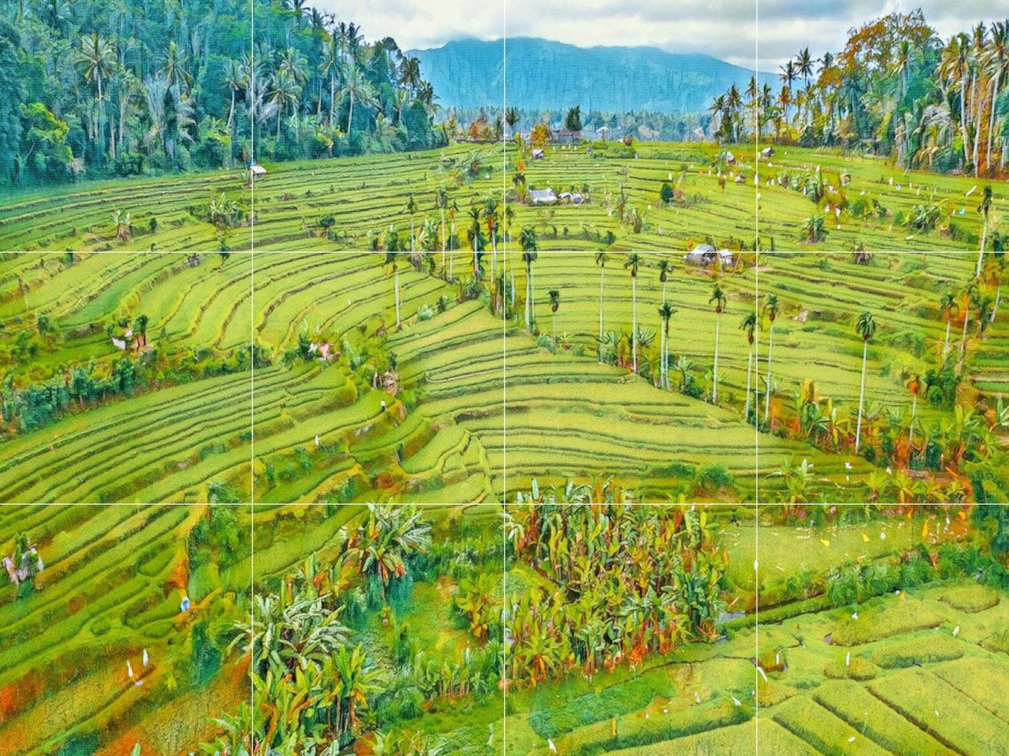 Tile Mural/Mosaic Ceramic Panel of Bali Indonesia Rice Terrace Landscape - Indonesia Wall Print - Tile Mural - Gloss Tiles - Tile Mosaic