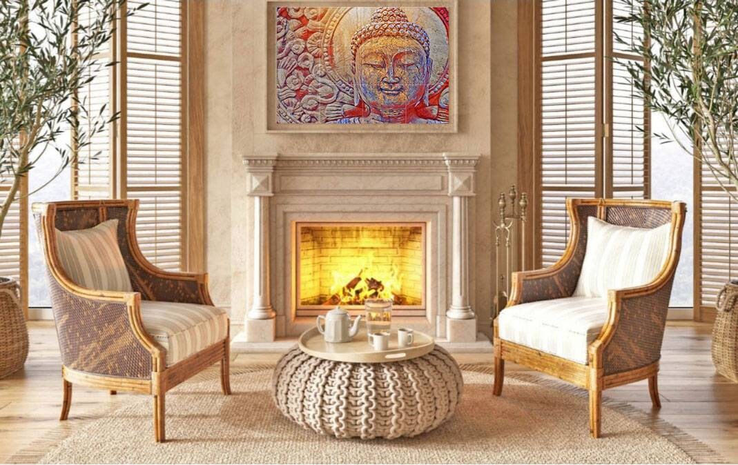 Tile Mural/Mosaic Ceramic Panel of Buddha - Buddha wall print - Buddha wall art - Buddhism print - Tile Mural - Gloss Tiles - Tile Mosaic