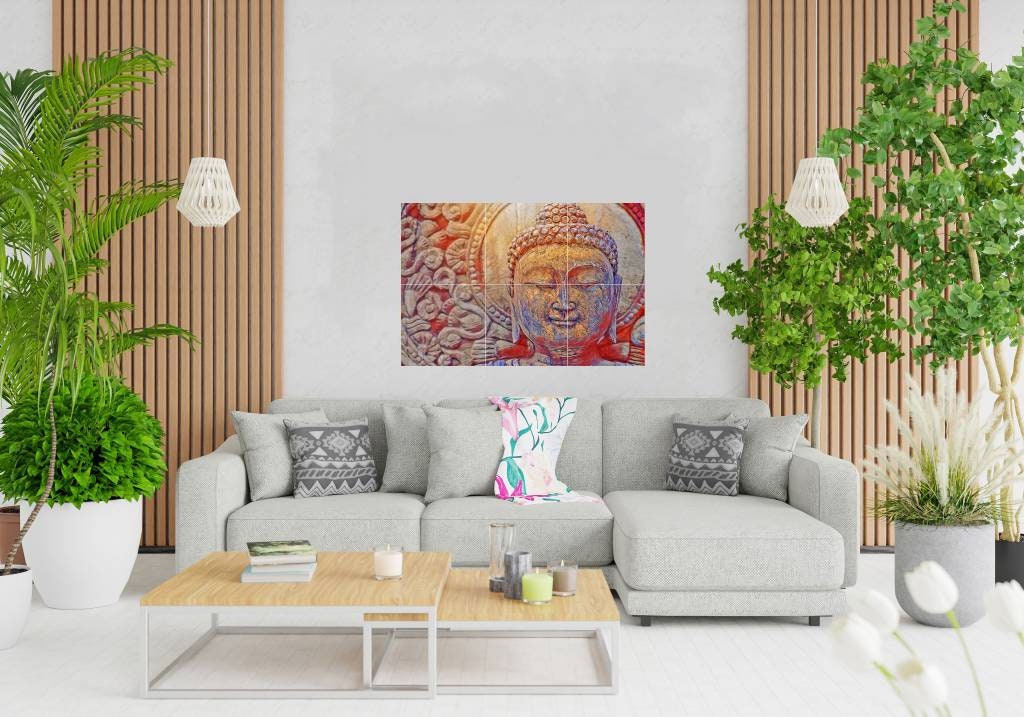 Tile Mural/Mosaic Ceramic Panel of Buddha - Buddha wall print - Buddha wall art - Buddhism print - Tile Mural - Gloss Tiles - Tile Mosaic