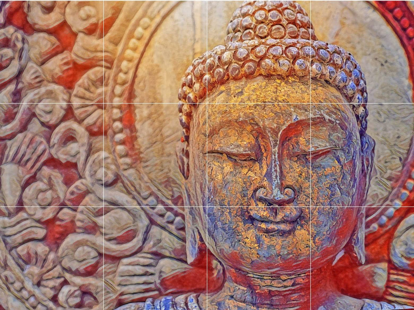 Tile Mural/Mosaic Ceramic Panel of Buddha - Buddha wall print - Buddha wall art - Buddhism print - Tile Mural - Gloss Tiles - Tile Mosaic