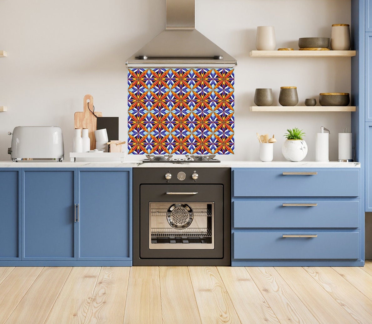 Italian Majolica Ceramic Tiles - Set of 2 Italian Wall Decor Ceramic Tiles -Kitchen Backsplash Tiles, Table Decorative Tiles, Bathroom Tiles