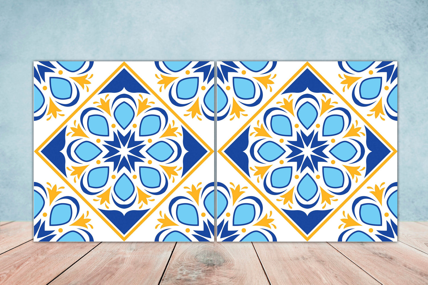 Portuguese Azulejo Tiles - Set of 2 Portuguese Wall Decor Tiles - Kitchen Backsplash Tiles, Table Decorative Tiles, Bathroom Tiles, Coaster