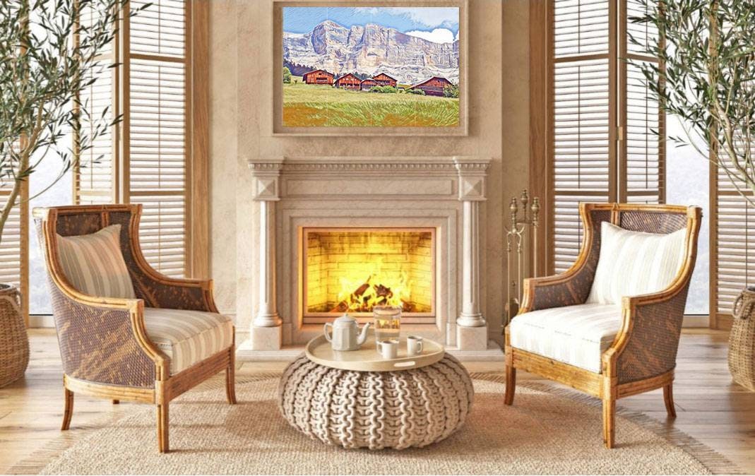 Tile Mural/Mosaic Ceramic Panel of Dolomites - Dolomites wall print - Mountain wall Art - Dolomites Tile Mural - Gloss Tiles - Tile Mosaic
