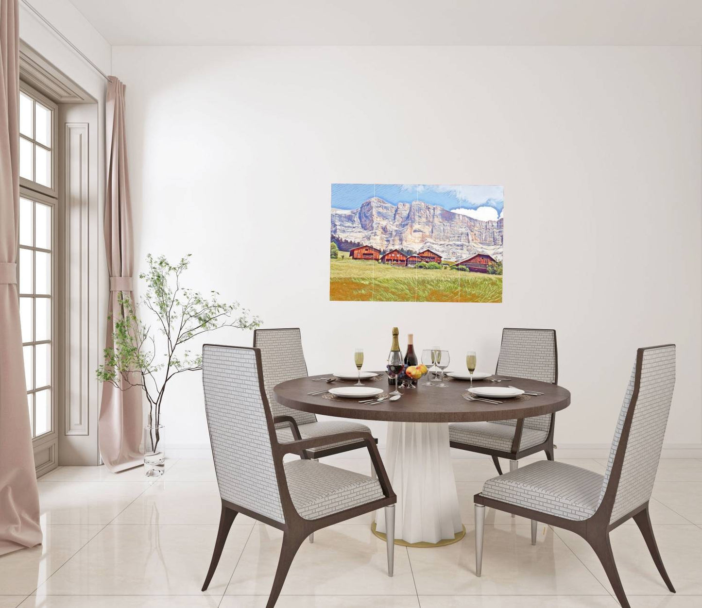 Tile Mural/Mosaic Ceramic Panel of Dolomites - Dolomites wall print - Mountain wall Art - Dolomites Tile Mural - Gloss Tiles - Tile Mosaic