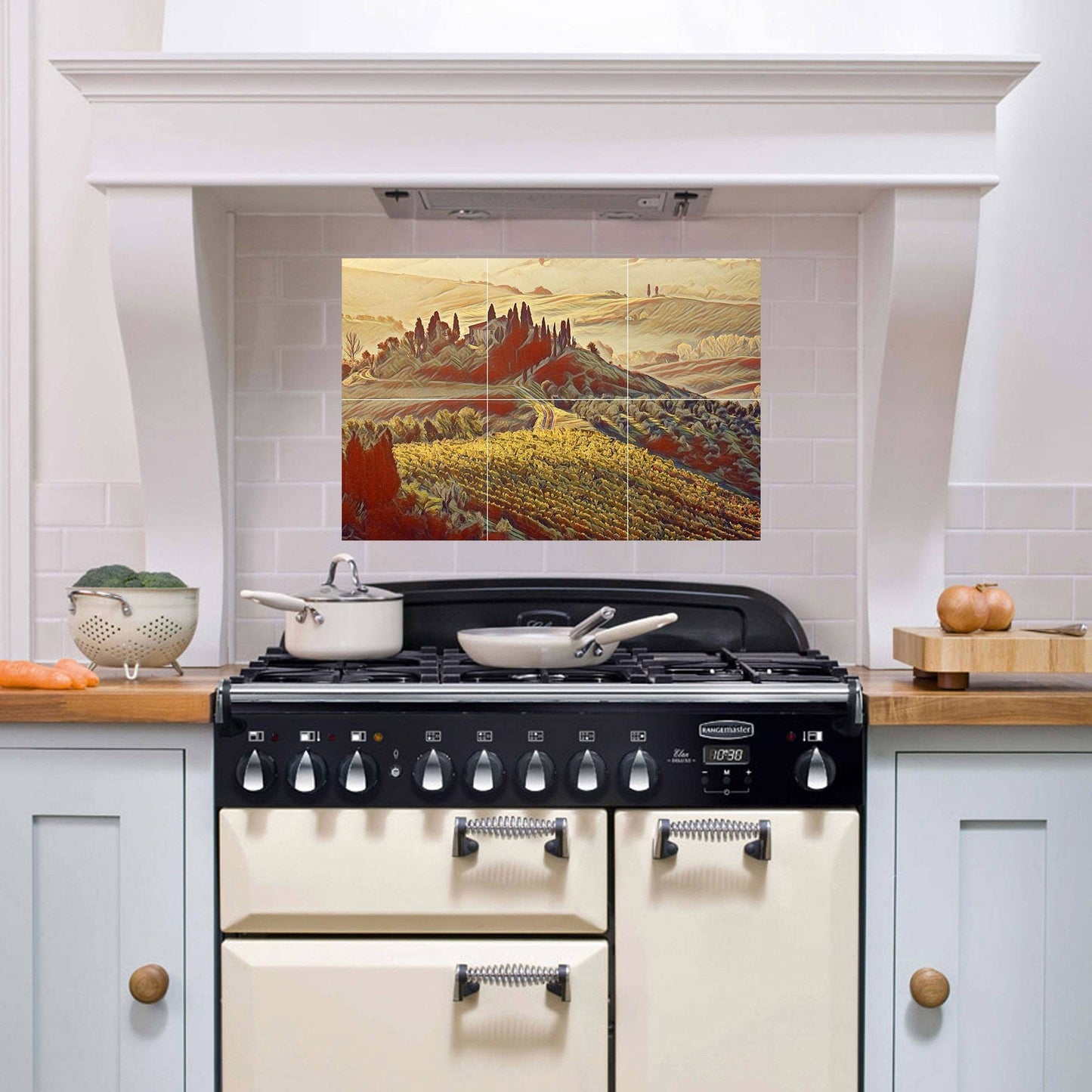 Tile Mural/Mosaic Ceramic Panel of Tuscany Vineyards - Italy - Italian Landscape Mural - Wall Art - Tuscany Mural - Tile Mosaic