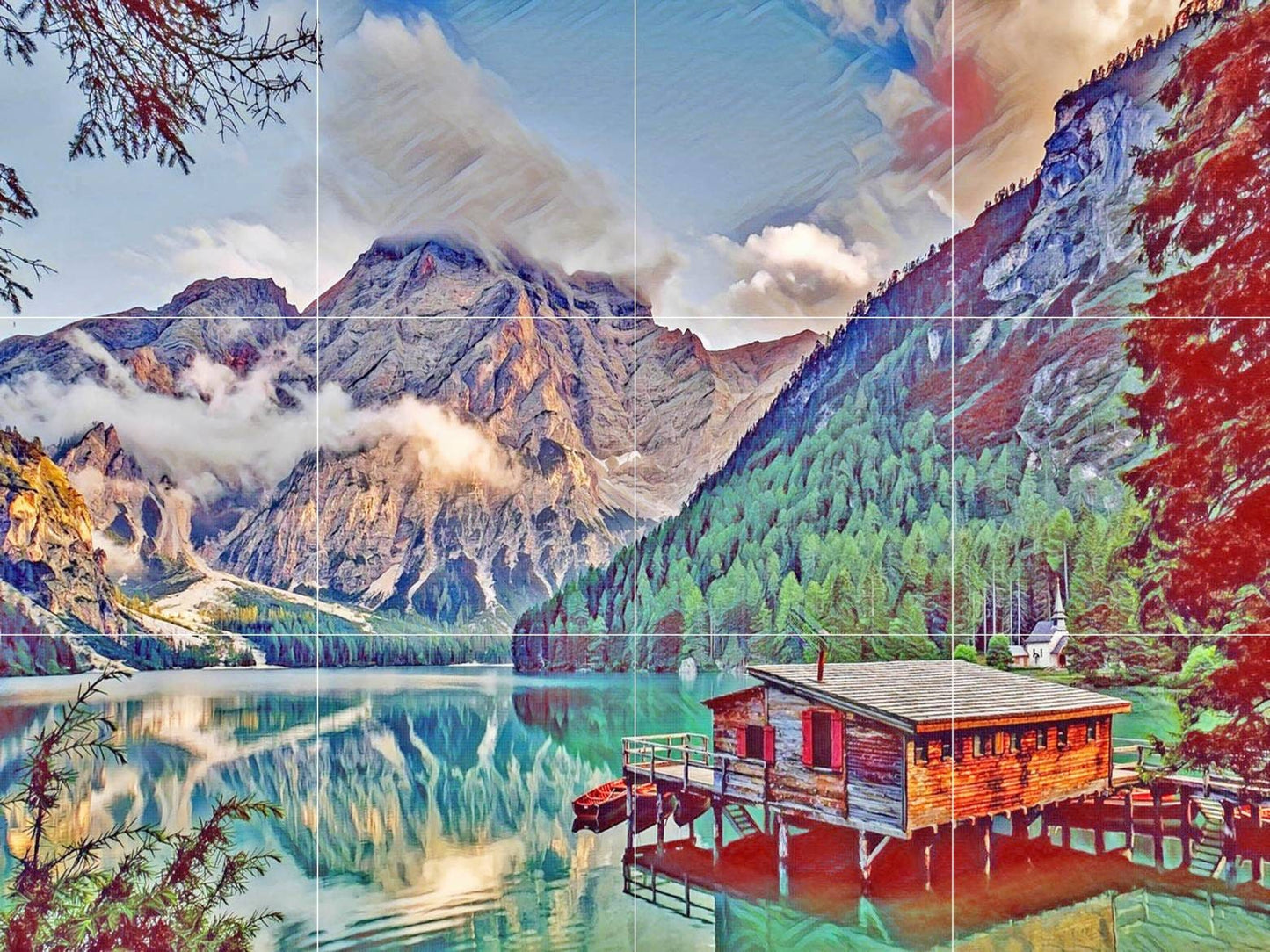 Tile Mural/Mosaic Ceramic Panel of Dolomites - Dolomites wall print - Italian Mountains wall print - Gloss Tiles - Tile Mosaic - Wall tiles