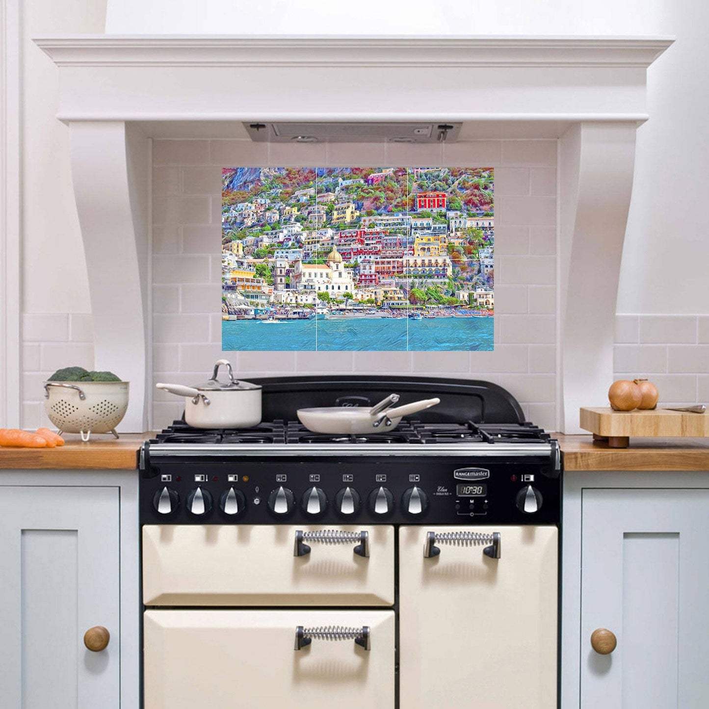 Tile Mural/Mosaic Ceramic Panel of Positano - Positano wall print - Positano Mural Tile - Gloss Tiles - Tile Mosaic - Bathroom tiles