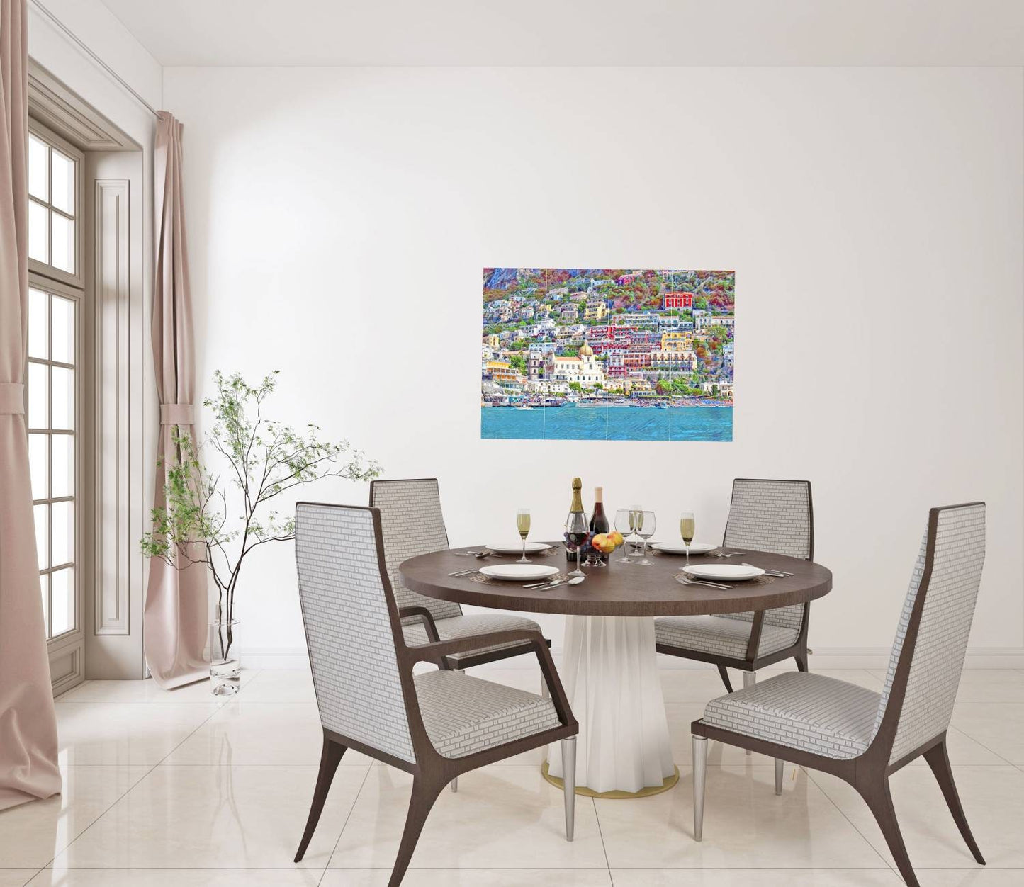 Tile Mural/Mosaic Ceramic Panel of Positano - Positano wall print - Positano Mural Tile - Gloss Tiles - Tile Mosaic - Bathroom tiles