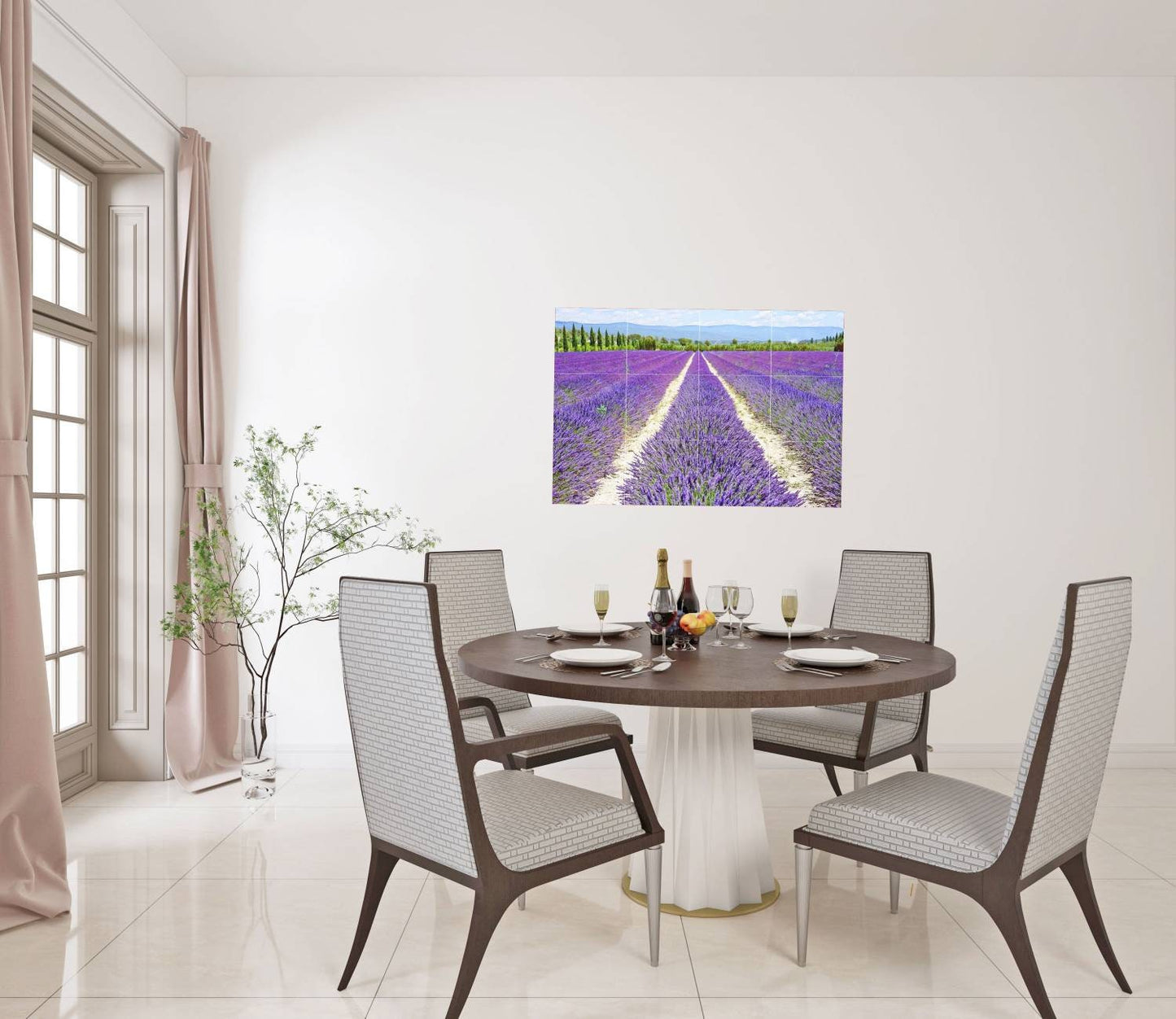 Tile Mural/Mosaic Ceramic Panel of a Lavender Field - Lavander wall print - Provence Art Print - Home Decor - Tile Mosaic - Bathroom tiles