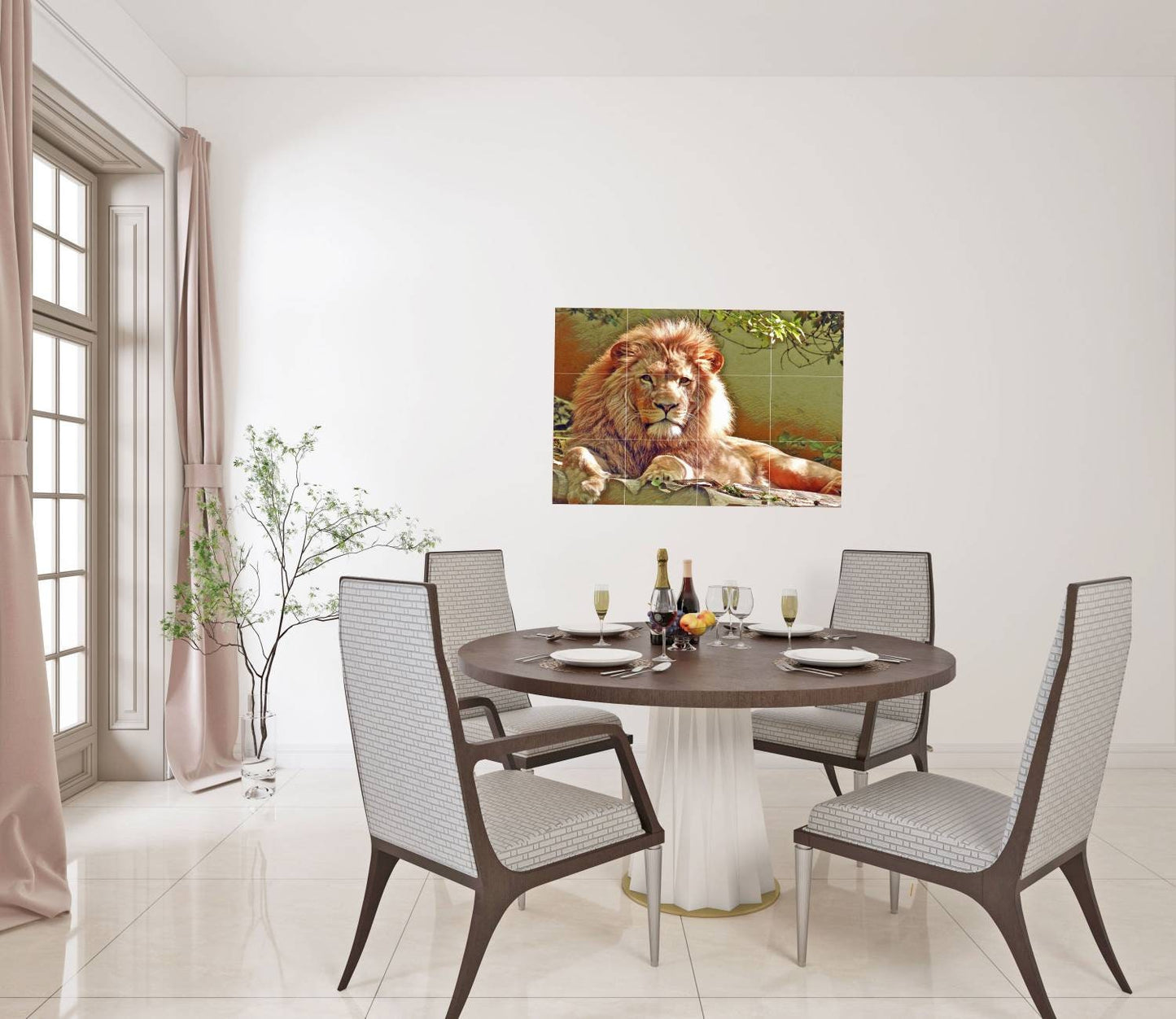 Tile Mural/Mosaic Ceramic Panel of a Lion - Lion wall print - Lion King wall art - Safari wall print -Tile Mural - Gloss Tiles - Tile Mosaic