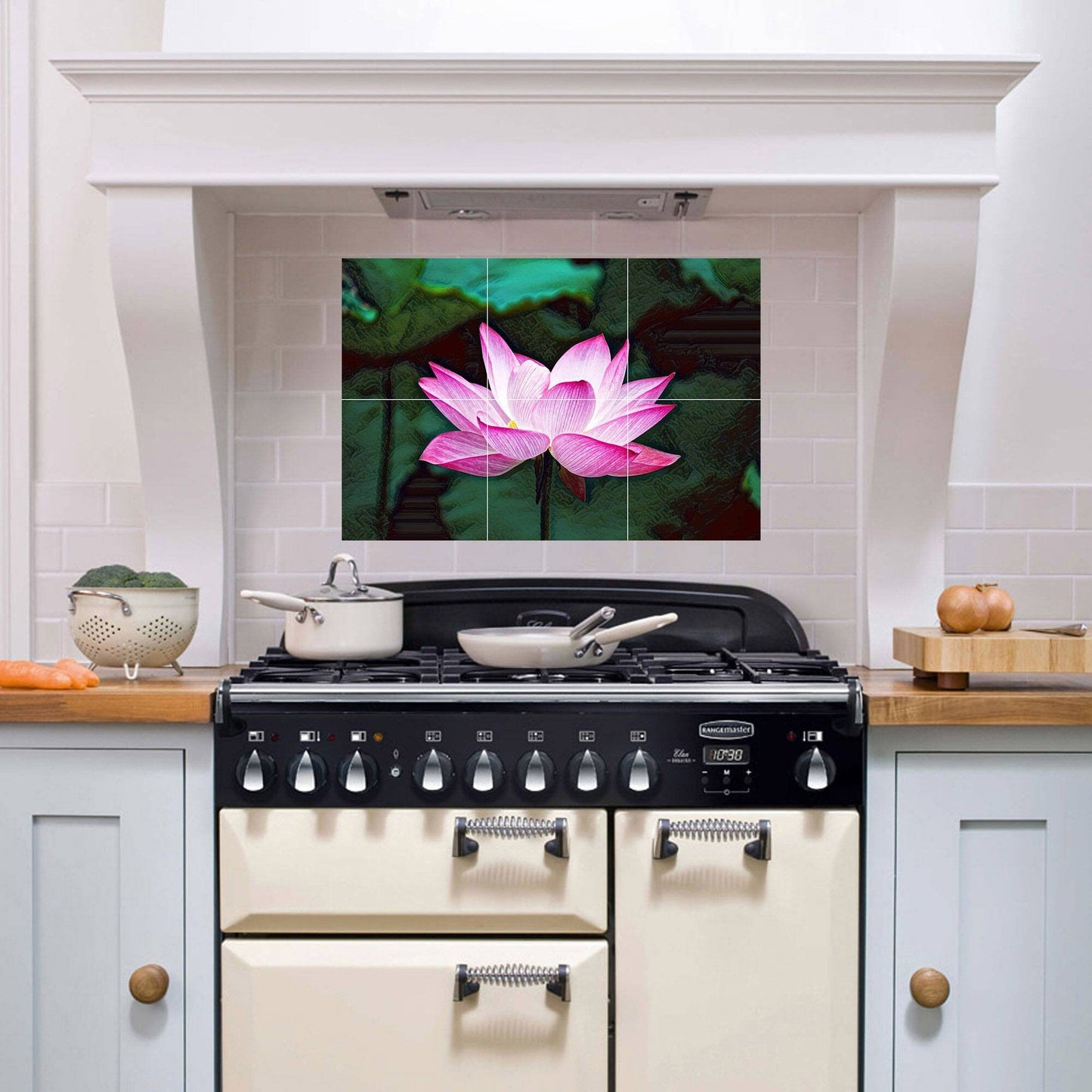 Tile Mural/Mosaic Ceramic Panel of a Lotus Flowers - Lotus wall print - Lotus Wall Art - Tile Mural - Gloss Tiles - Tile Mosaic