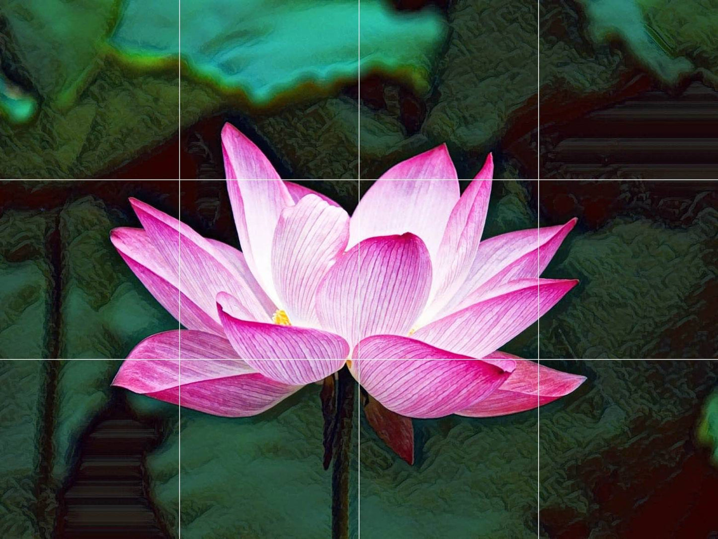 Tile Mural/Mosaic Ceramic Panel of a Lotus Flowers - Lotus wall print - Lotus Wall Art - Tile Mural - Gloss Tiles - Tile Mosaic