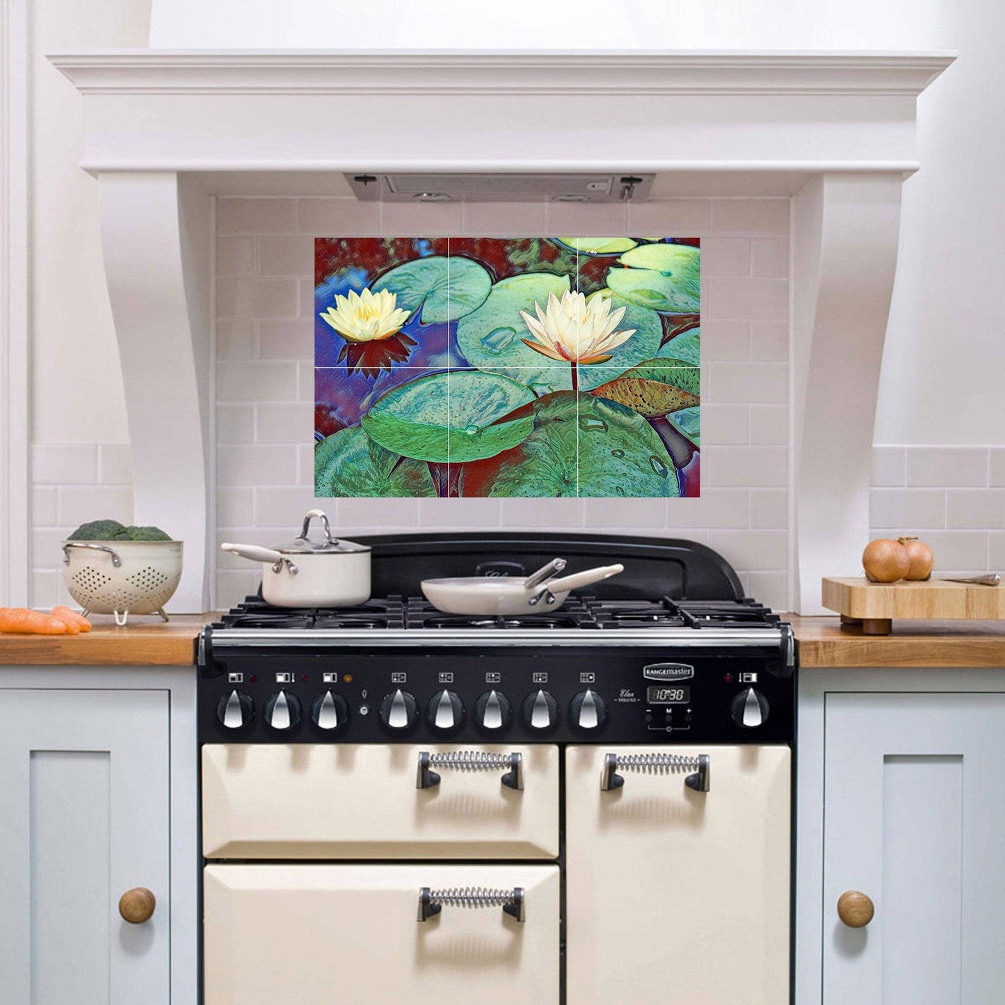 Tile Mural/Mosaic Ceramic Panel of Lotus Flowers - Lotus Flower Mural - Lotus Wall Art - Lotus Print - Tile Mural -Gloss Tiles -Tile Mosaic