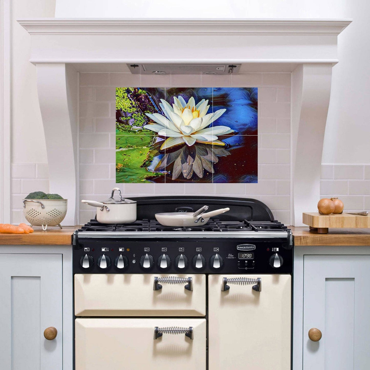 Tile Mural/Mosaic Ceramic Panel of Lotus Flowers - Lotus Flower Mural - Lotus Wall Art - Tile Mural - Gloss Tiles - Tile Mosaic