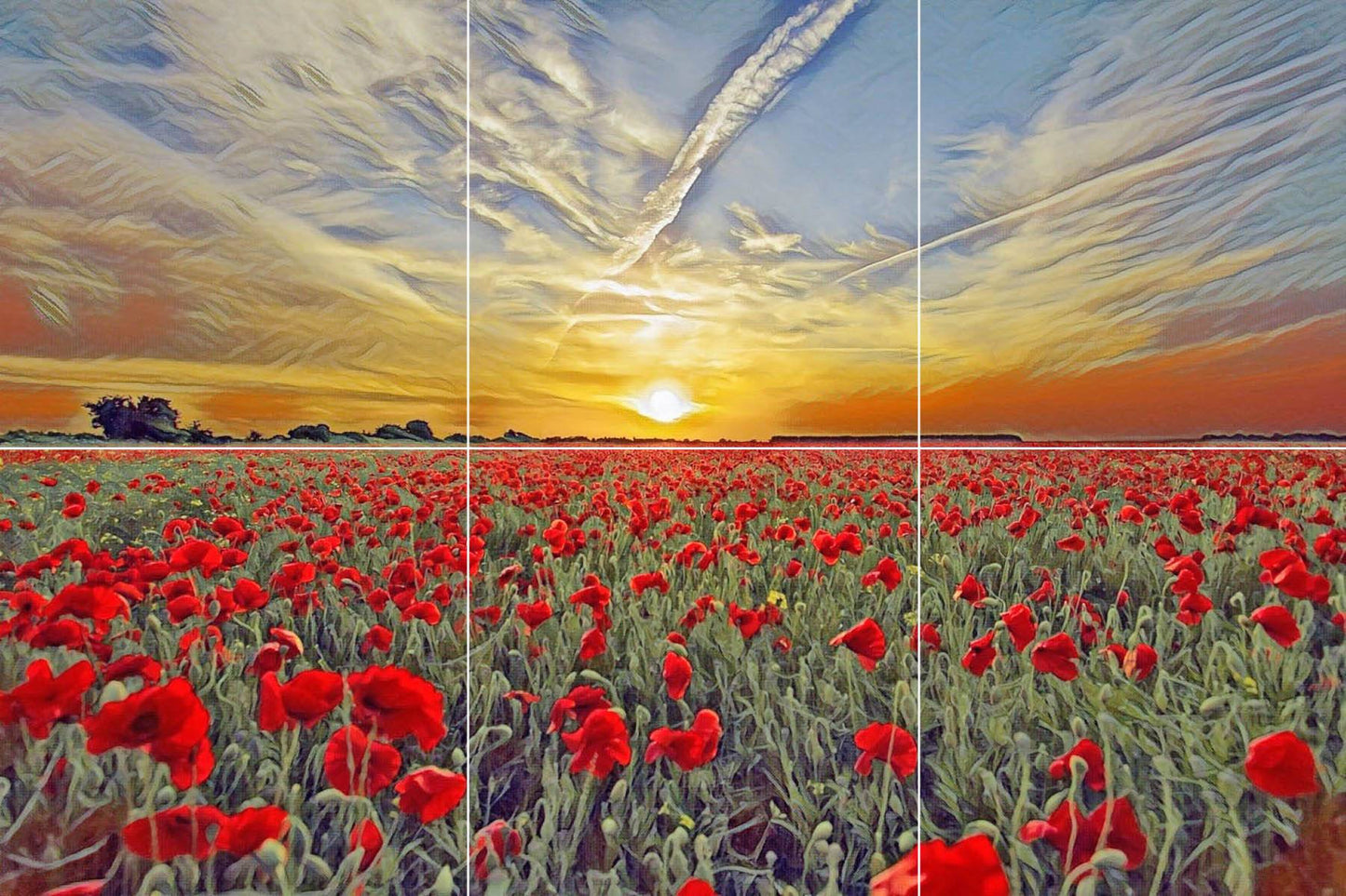 Tile Mural/Mosaic Ceramic Panel of a Poppy Field - Flower Mural - Poppy Wall Art - Tile Mural - Poppy Home Decor - Tile Mosaic