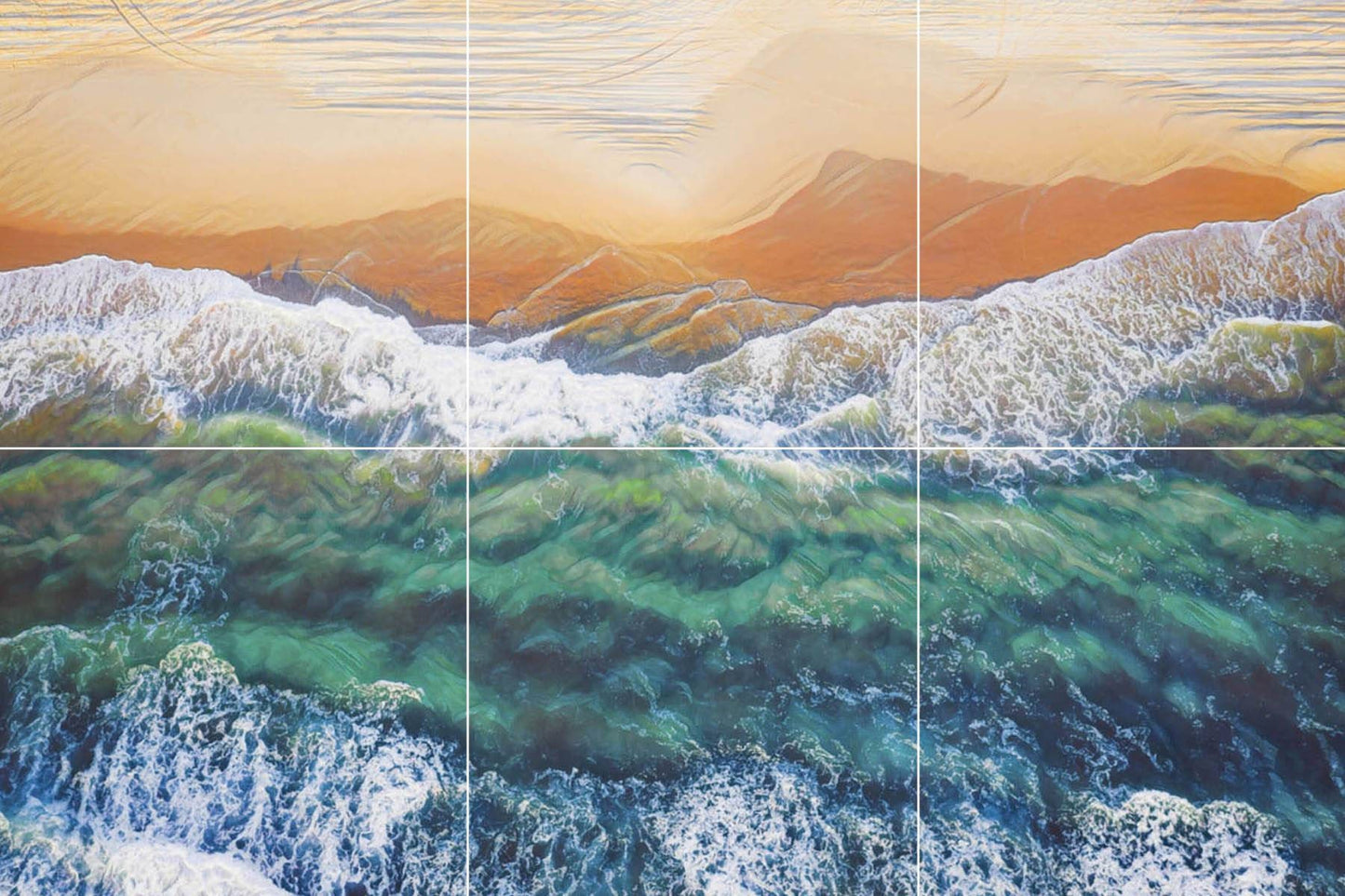 Tile Mural/Mosaic Ceramic Panel of Ocean Waves - Beach Mural - Ocean Waves Wall Mural - Ocean waves wall print - Home Decor - Tile Mosaic