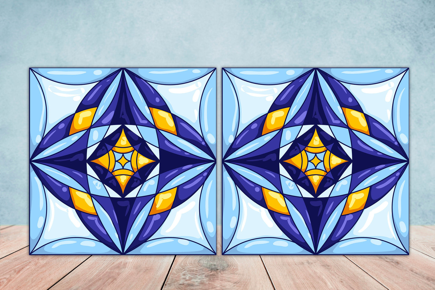 Italian Majolica Tile Design - Set of 2 Italian Wall Ceramic Tiles - Kitchen Backsplash Tiles, Table Decorative Tiles, Bathroom Tiles