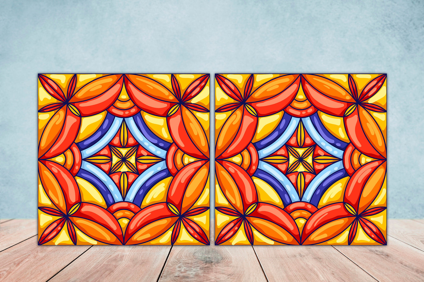 Italian Majolica Ceramic Tiles - Set of 2 Italian Wall Decor Tiles - Kitchen Backsplash Tiles, Table Decorative Tiles, Bathroom Tiles