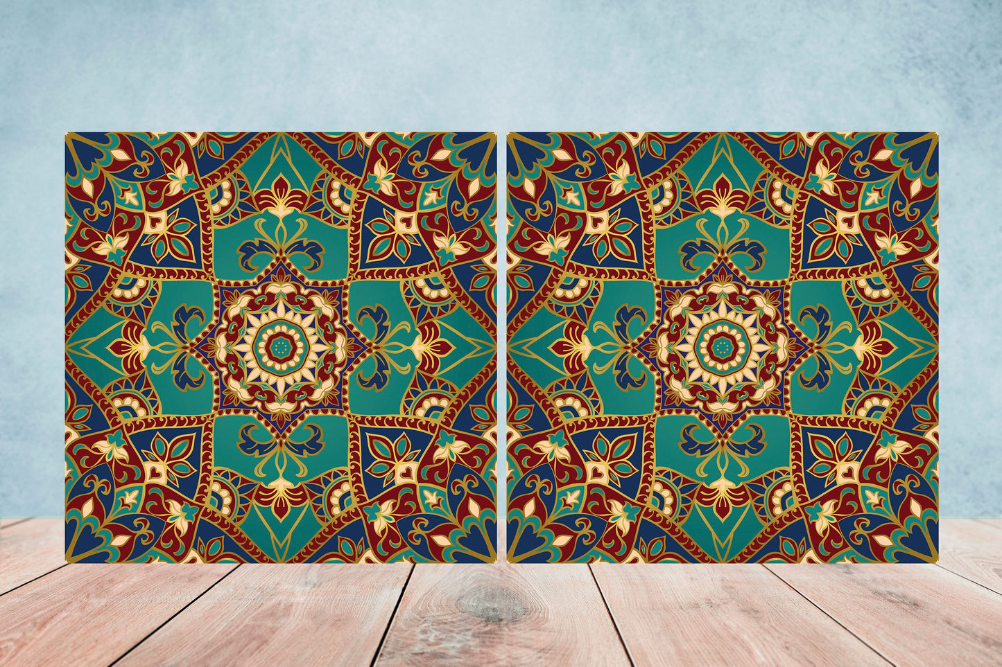 Moroccan Ceramic Tiles - Set of 2 Moroccan Wall Decor Tiles - Kitchen Backsplash Tiles, Table Decorative Tiles, Bathroom Tiles, Coaster