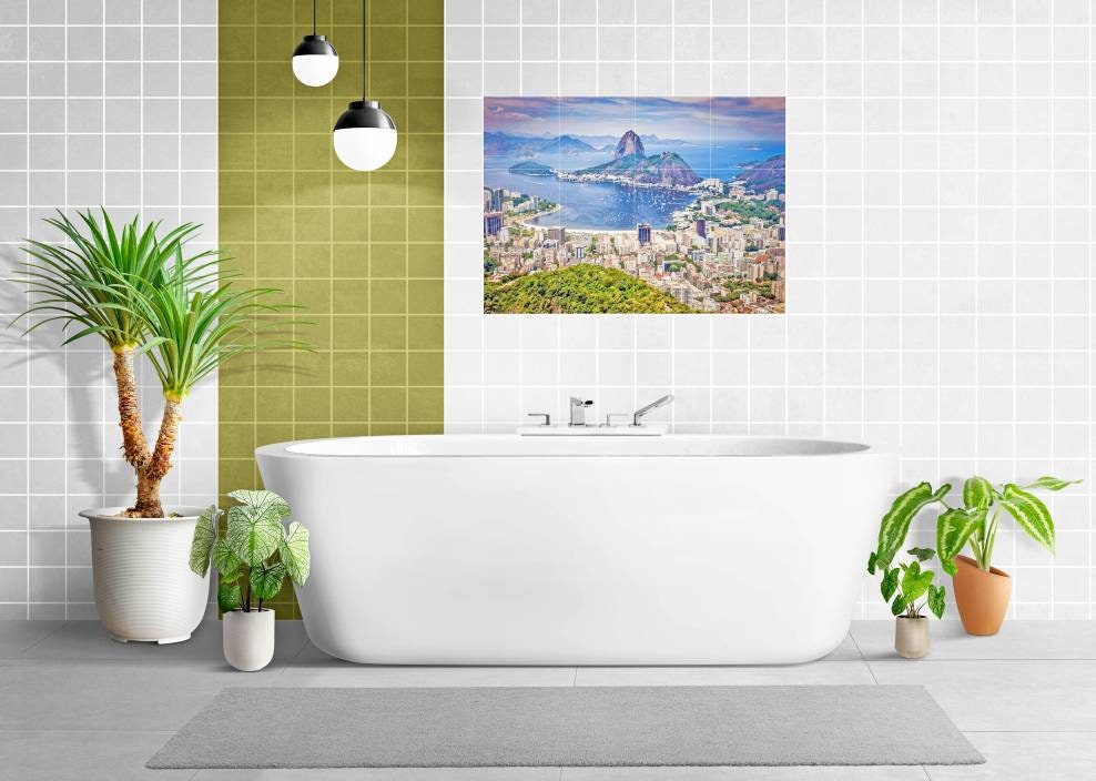Tile Mural/Mosaic Ceramic Panel of Rio De Janeiro - Rio de Janeiro print - Brazil Wall Art - City Mural Tile - Gloss Tiles - Tile Mosaic