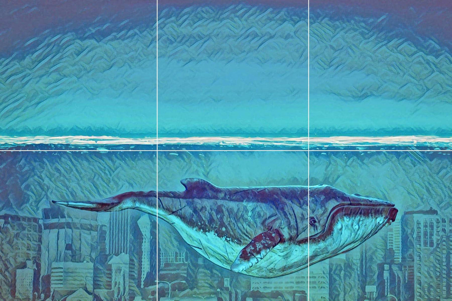 Tile Mural/Mosaic Ceramic Panel of a Whale Ocean World - Whale Mural - Wall Art - Tile Mural Art - Fish Mural - Home Decor - Tile Mosaic