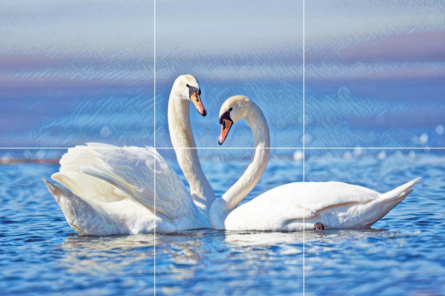 Tile Mural/Mosaic Ceramic Panel of Swan - Bird Mural - Swans Wall Decor - Swan Wall Art - Swan Tile Mural - Gloss Tiles - Tile Mosaic