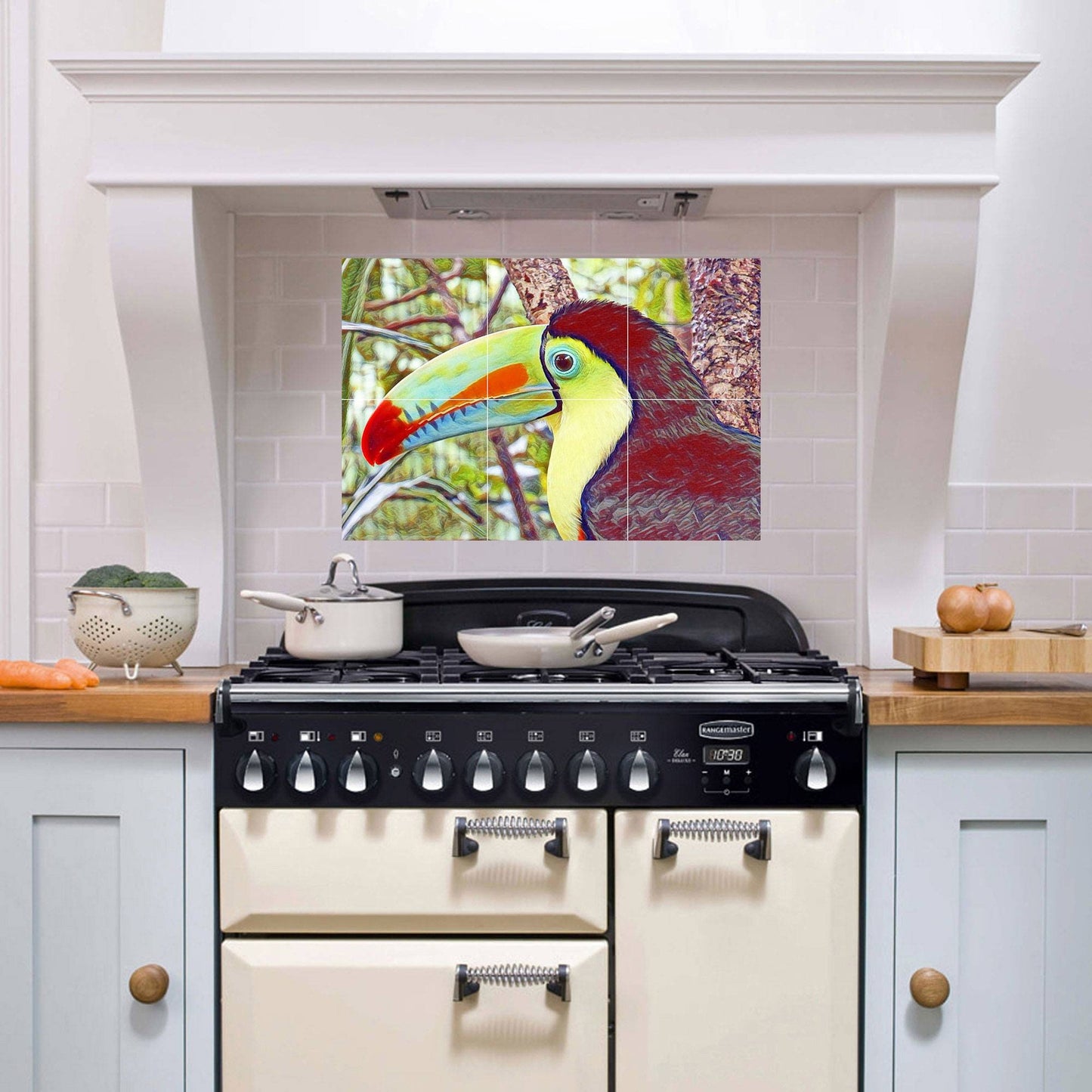 Tile Mural/Mosaic Ceramic Panel of a Toucan - Tropical Birds - Toucan Wall Art - Bird Mural - Tile Mural - Toucan wall print - Tile Mosaic