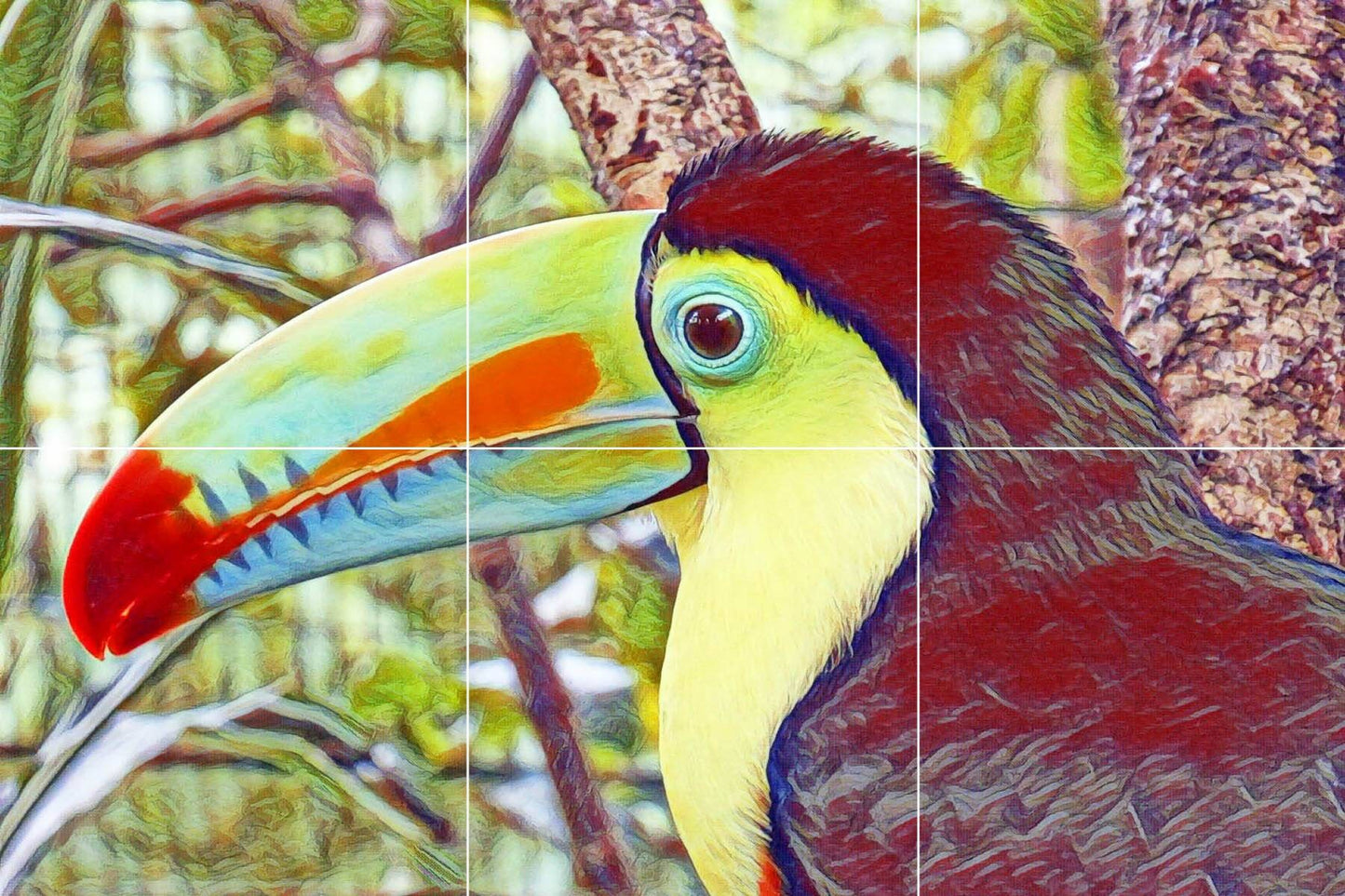 Tile Mural/Mosaic Ceramic Panel of a Toucan - Tropical Birds - Toucan Wall Art - Bird Mural - Tile Mural - Toucan wall print - Tile Mosaic
