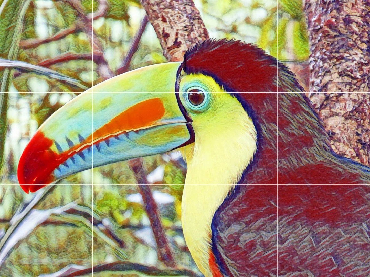 Tile Mural/Mosaic Ceramic Panel of a Toucan - Tropical Birds - Toucan Wall Art - Bird Mural - Tile Mural - Toucan wall print - Tile Mosaic