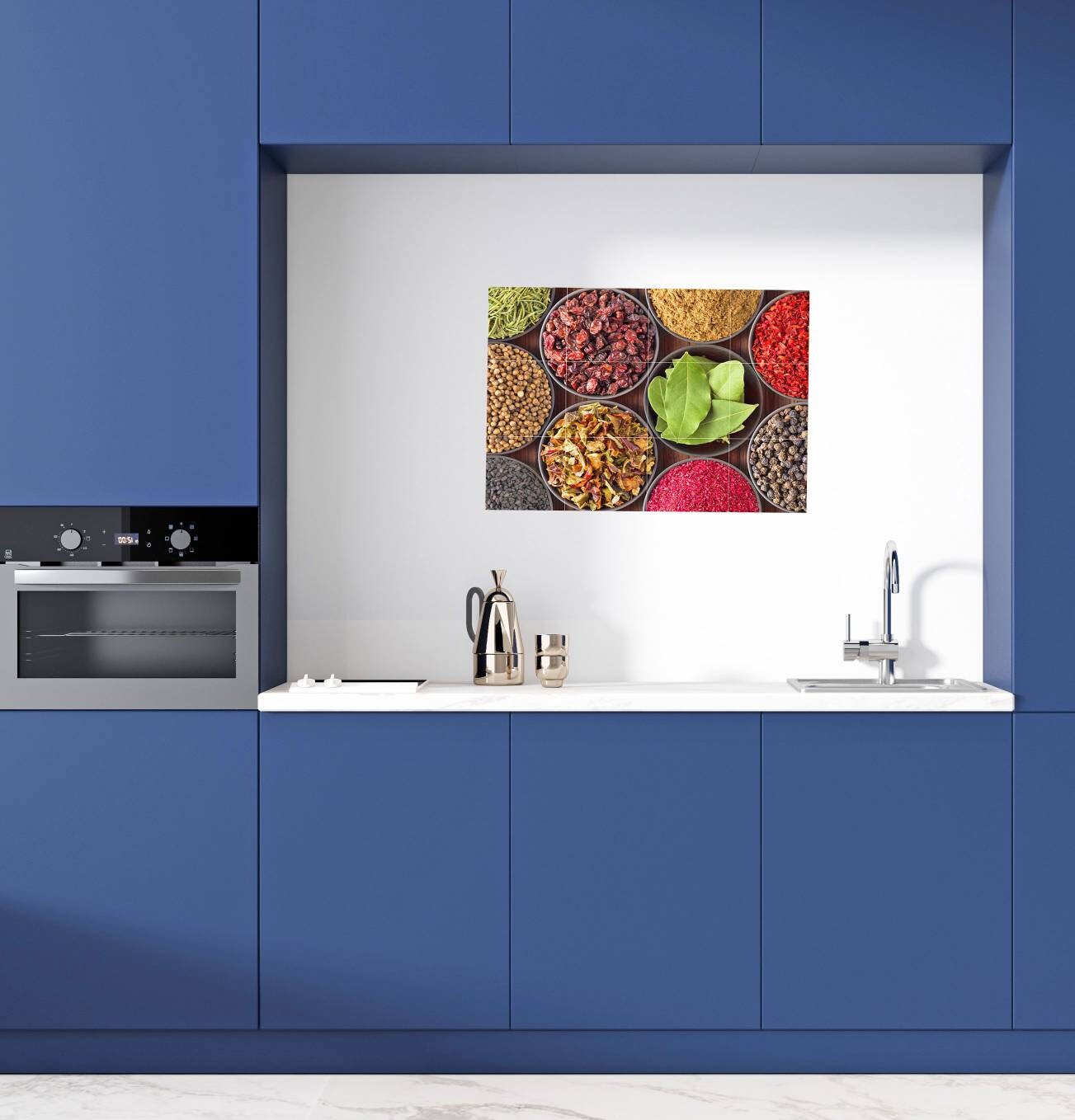 Tile Mural/Mosaic Ceramic Panel of Herbs and Spices - Spices Wall Art - Kitchen Backsplash Tiles - Herbs Print - Gloss Tiles -Tile Mosaic