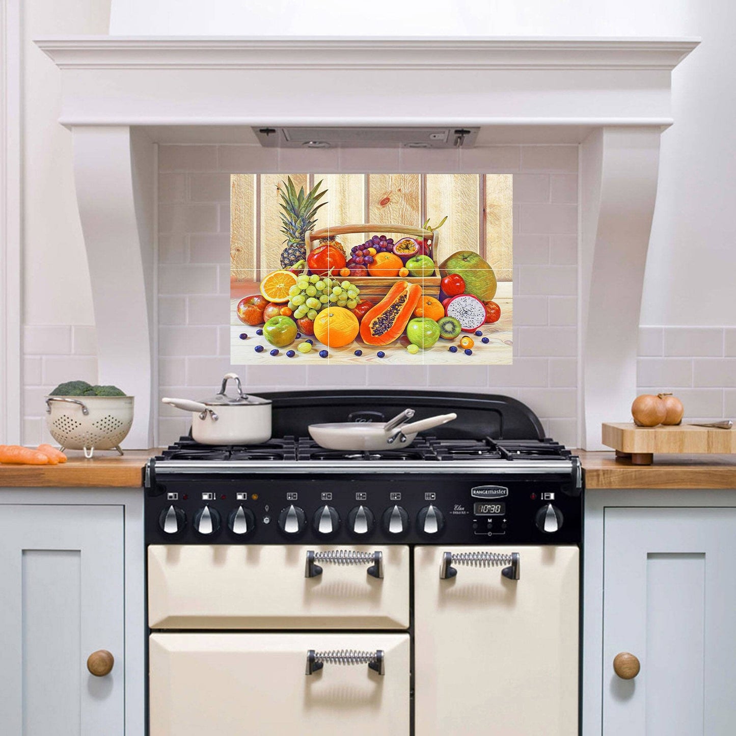 Tile Mural/Mosaic Ceramic Panel of a Fruit Basket -Fruit art -Kitchen Backsplash Tiles -Kitchen Mural -Fruit Print -Gloss Tiles -Tile Mosaic