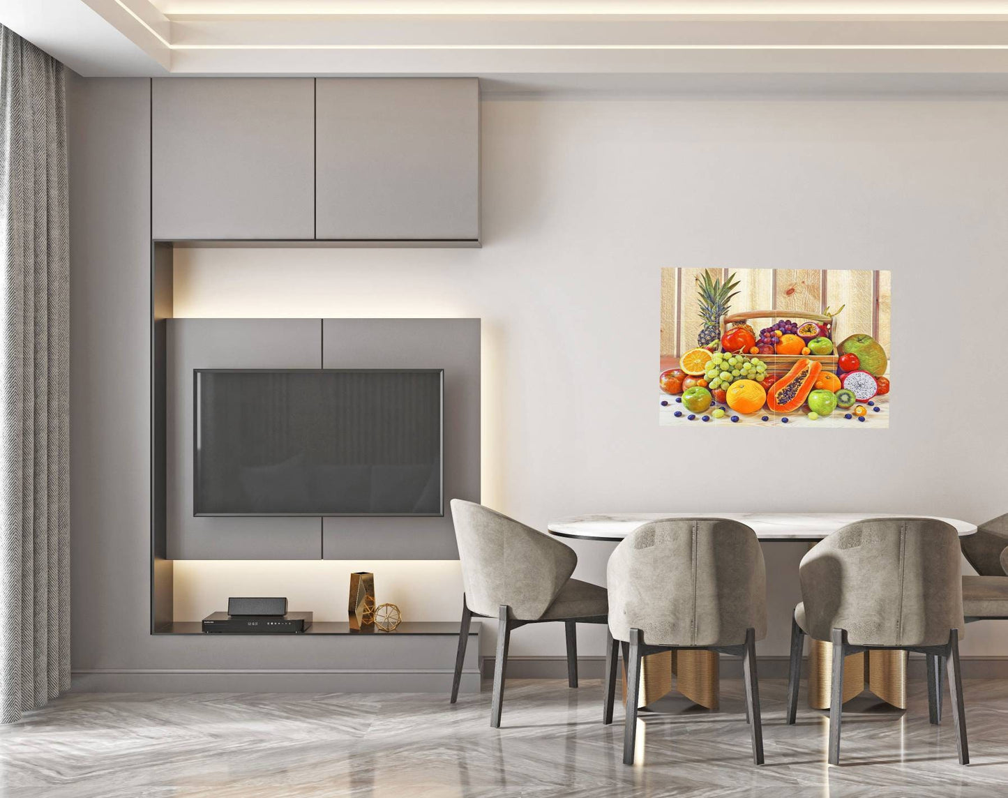 Tile Mural/Mosaic Ceramic Panel of a Fruit Basket -Fruit art -Kitchen Backsplash Tiles -Kitchen Mural -Fruit Print -Gloss Tiles -Tile Mosaic