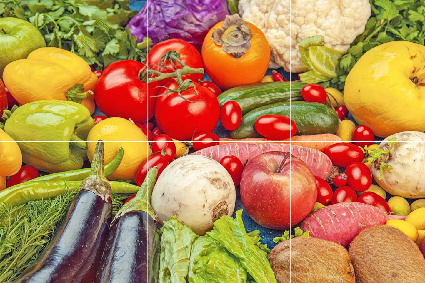 Tile Mural/Mosaic Ceramic Panel of Vegetables - Kitchen Wall Art - Kitchen Backsplash Tiles -Vegetables wall print -Gloss Tiles -Tile Mosaic