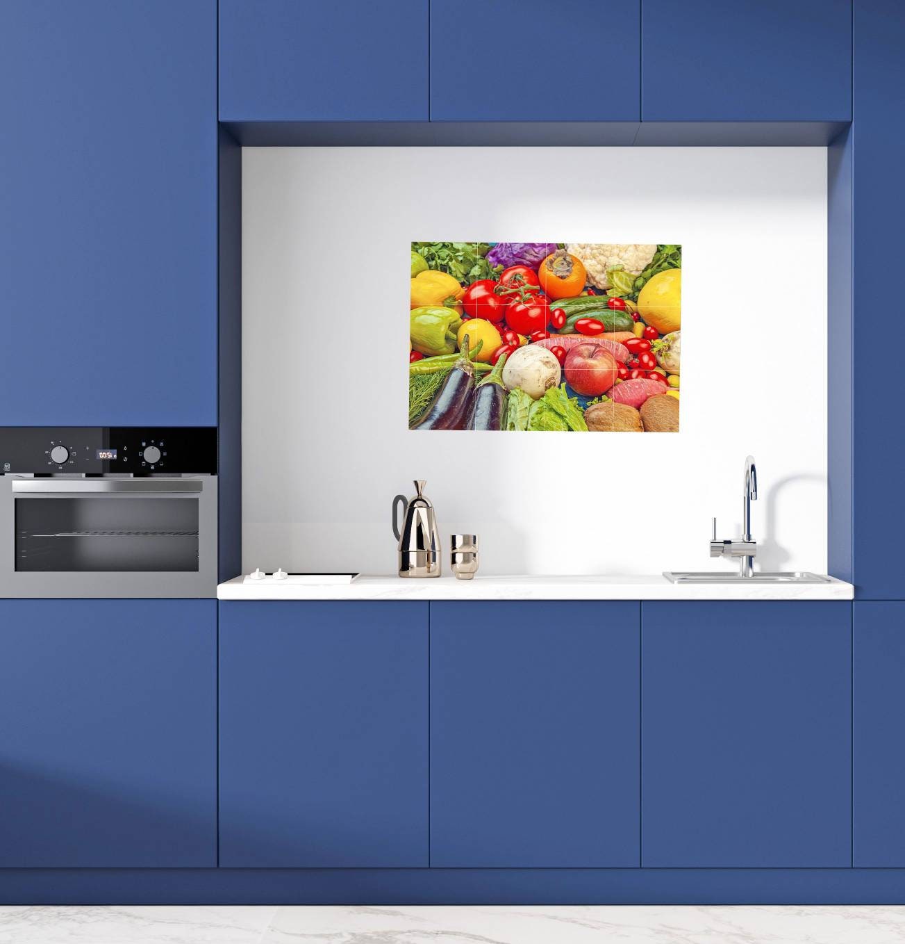Tile Mural/Mosaic Ceramic Panel of Vegetables - Kitchen Wall Art - Kitchen Backsplash Tiles -Vegetables wall print -Gloss Tiles -Tile Mosaic