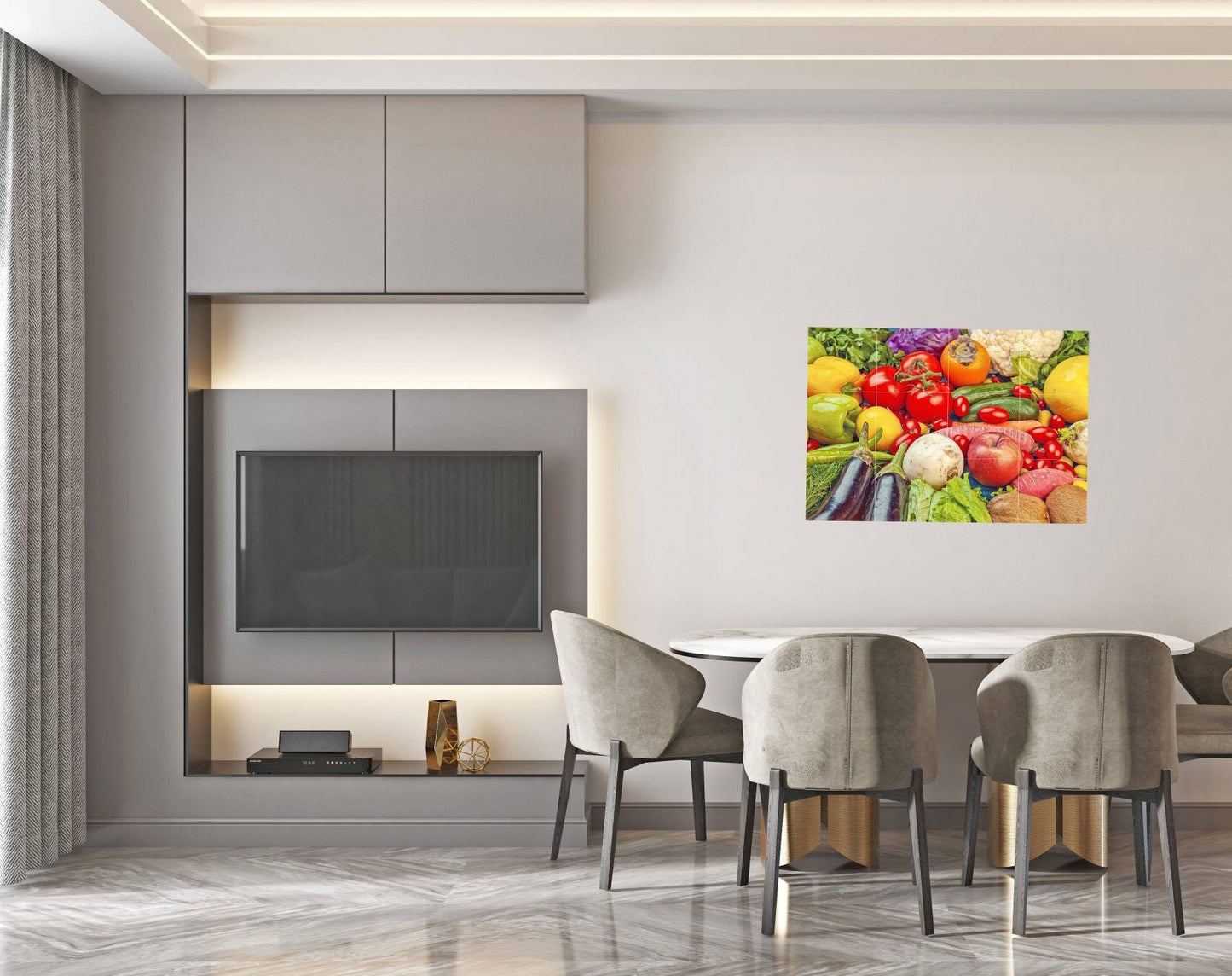 Tile Mural/Mosaic Ceramic Panel of Vegetables - Kitchen Wall Art - Kitchen Backsplash Tiles -Vegetables wall print -Gloss Tiles -Tile Mosaic