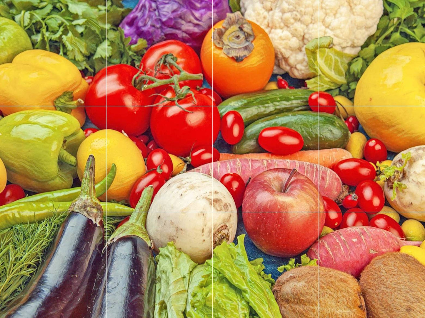 Tile Mural/Mosaic Ceramic Panel of Vegetables - Kitchen Wall Art - Kitchen Backsplash Tiles -Vegetables wall print -Gloss Tiles -Tile Mosaic