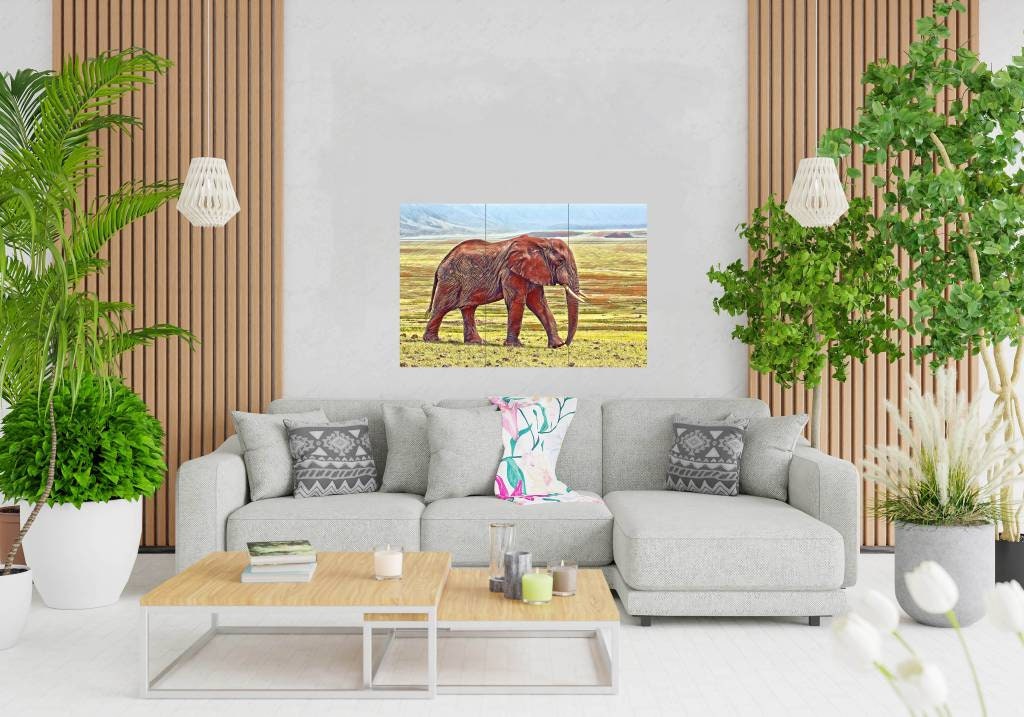 Tile Mural/Mosaic Ceramic Panel of Elephant - Elephant wall print -Elephant Tile Mural - Elephant Mosaic - Gloss Tiles - Elephant Home Decor
