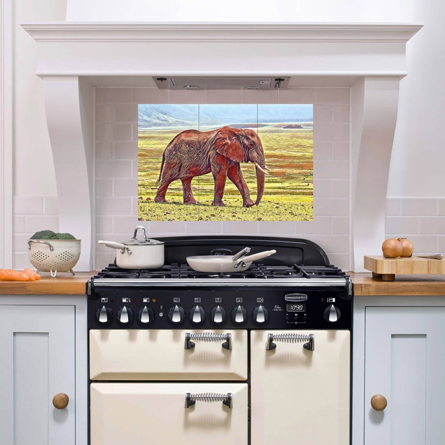 Tile Mural/Mosaic Ceramic Panel of Elephant - Elephant wall print -Elephant Tile Mural - Elephant Mosaic - Gloss Tiles - Elephant Home Decor