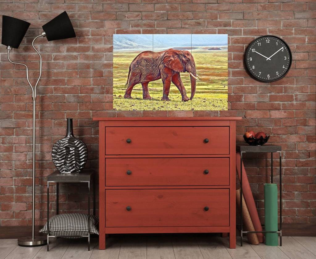 Tile Mural/Mosaic Ceramic Panel of Elephant - Elephant wall print -Elephant Tile Mural - Elephant Mosaic - Gloss Tiles - Elephant Home Decor